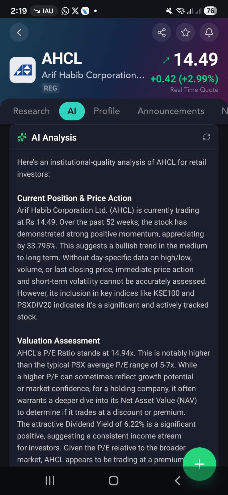 AI analysis for AHCL stock